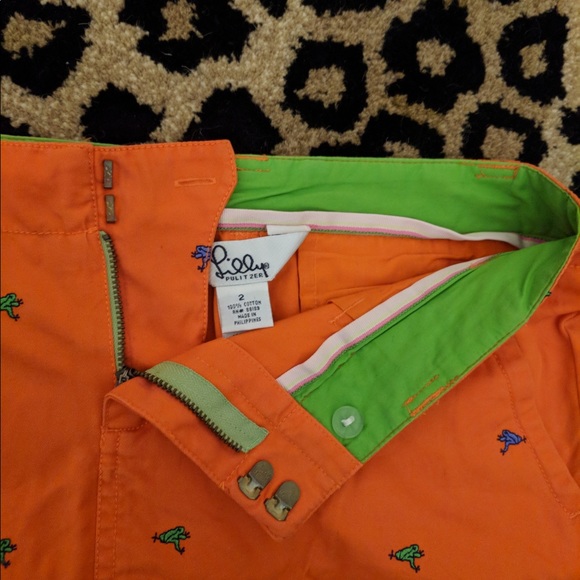 Lilly Pulitzer Orange Golf Mini Skirt w Frogs Sz 2 - Picture 2 of 7